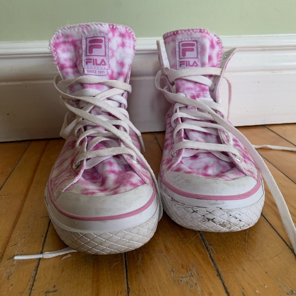 Fila Pink Tie-Dye High Top Sneakers Women’s Size 11 Canvas Shoes